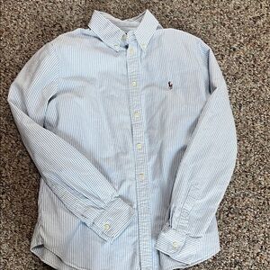 NWOT Ralph Lauren blue and white striped oxford shirt